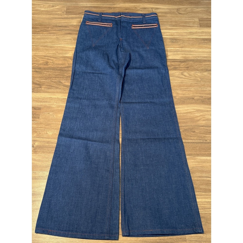 Vintage Margie Cheap Jeans 70s Bell Bottoms High Waist Striped Trim Denim 29x32